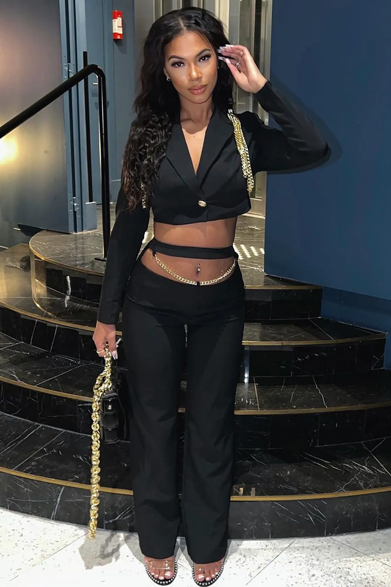 Anabella Blazer Set - Black