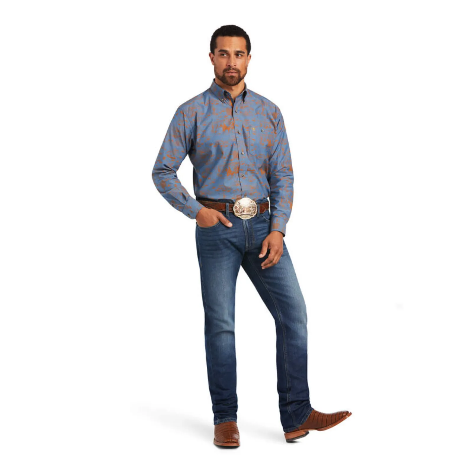 Ariat® Men's Relentless Cordage Stretch Blue Button Up Shirt 10040711