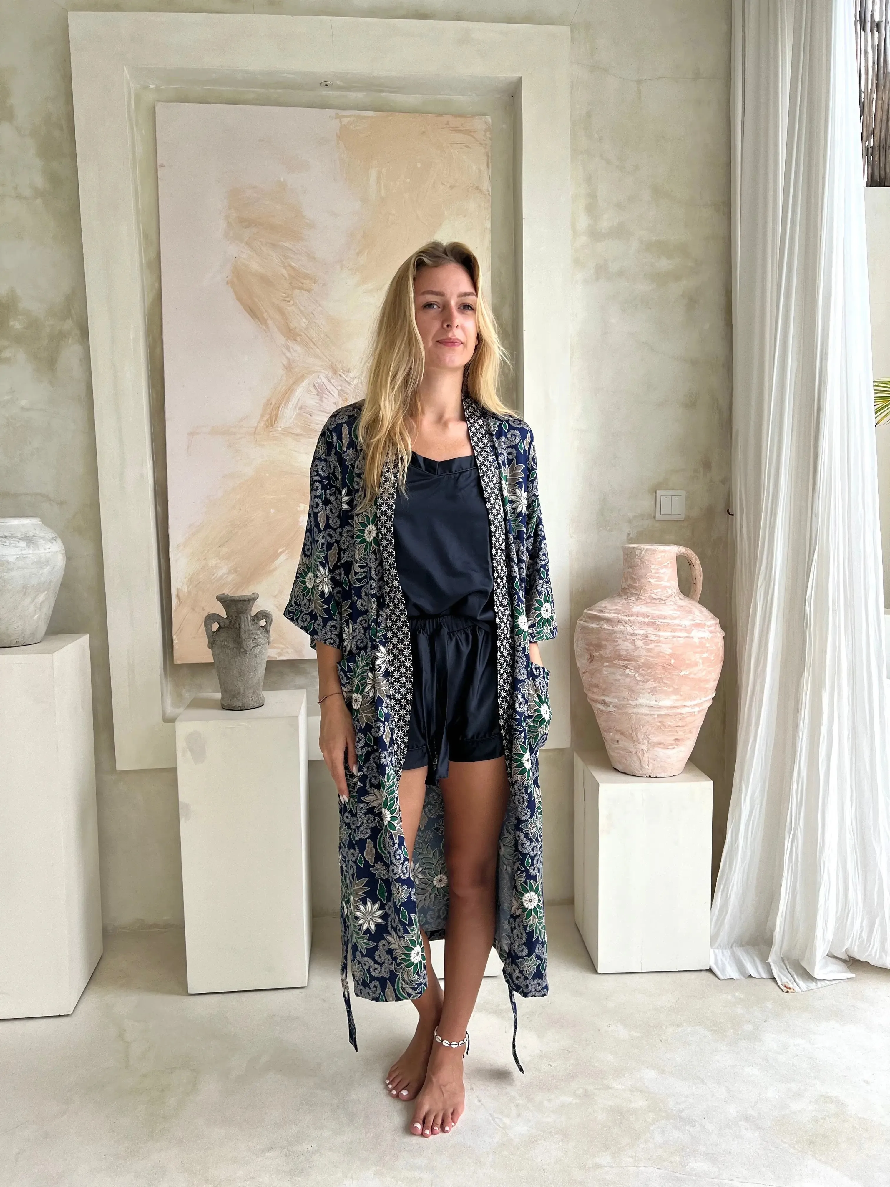 Blue Full Length Unisex Robe
