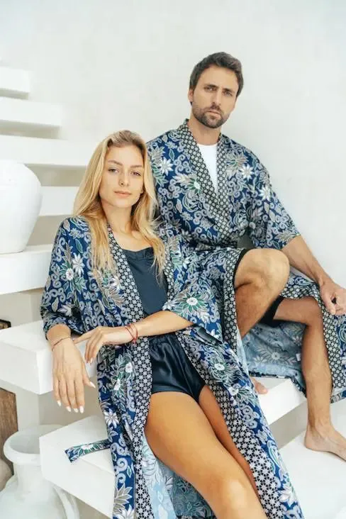 Blue Full Length Unisex Robe