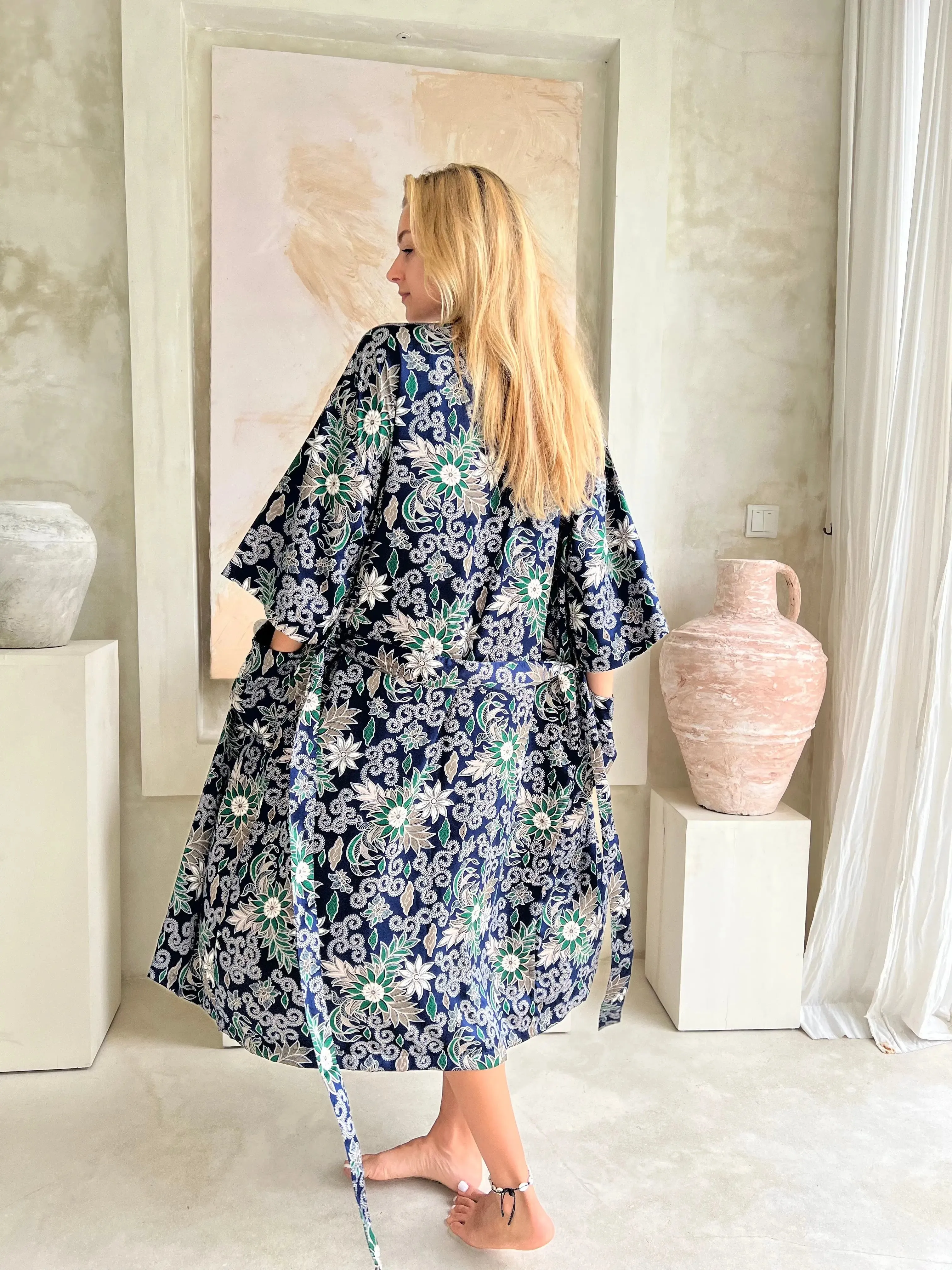Blue Full Length Unisex Robe