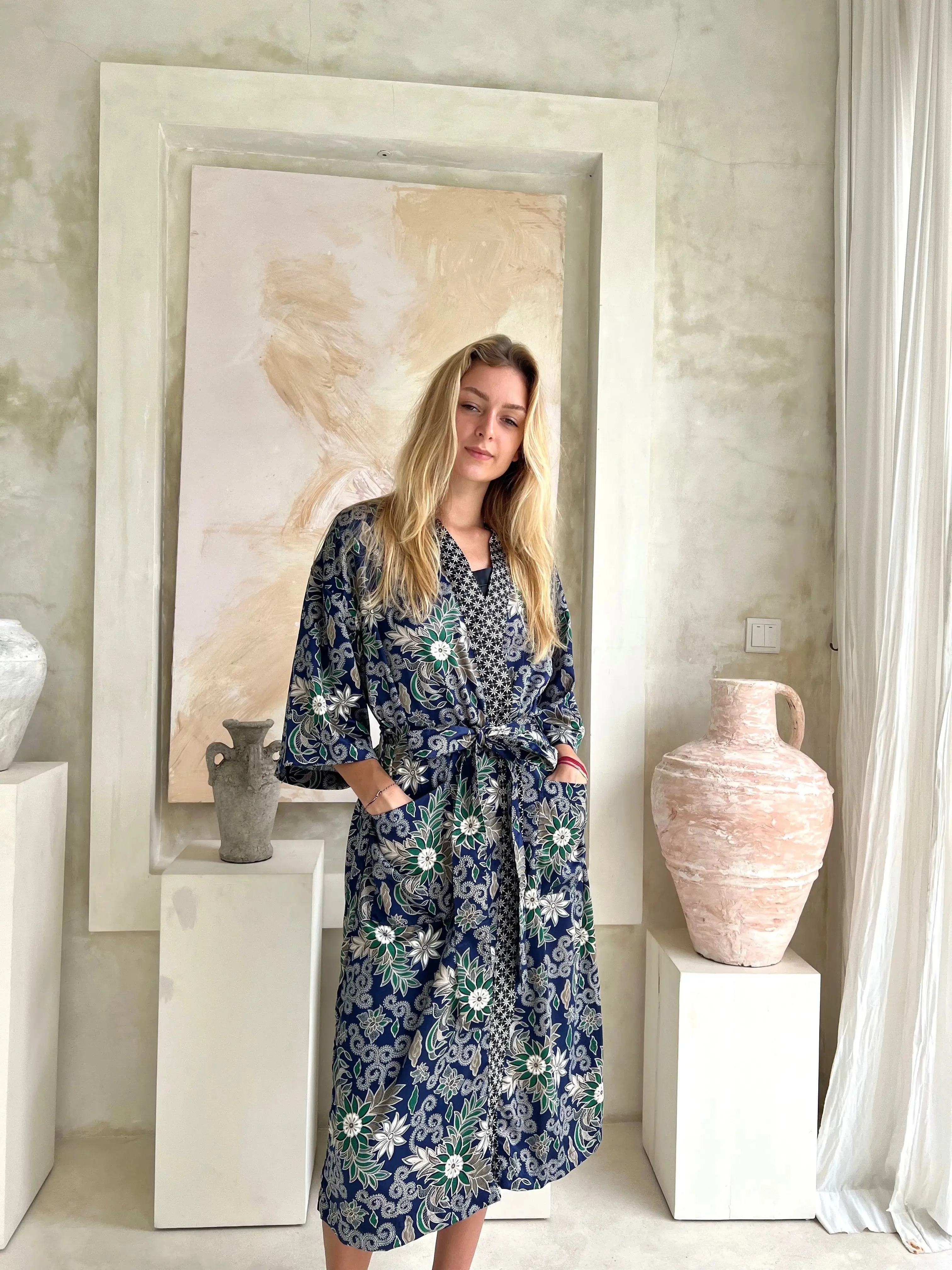 Blue Full Length Unisex Robe