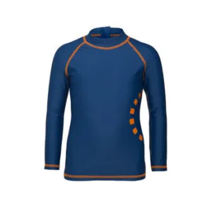 Blue/ orange long-sleeved rash top (zipped)