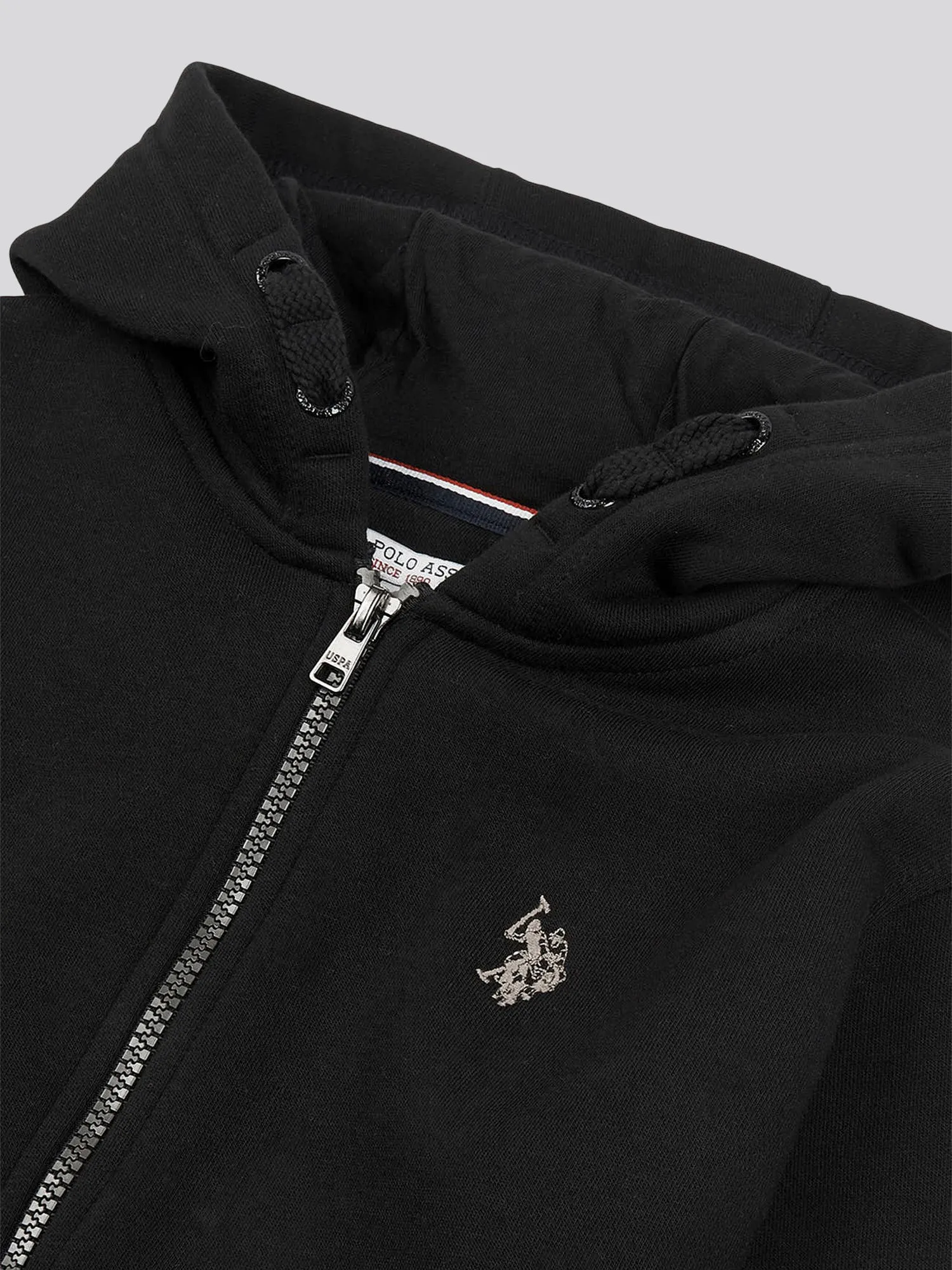 Boys Angled Sleeve Zip-Through Hoodie in Black