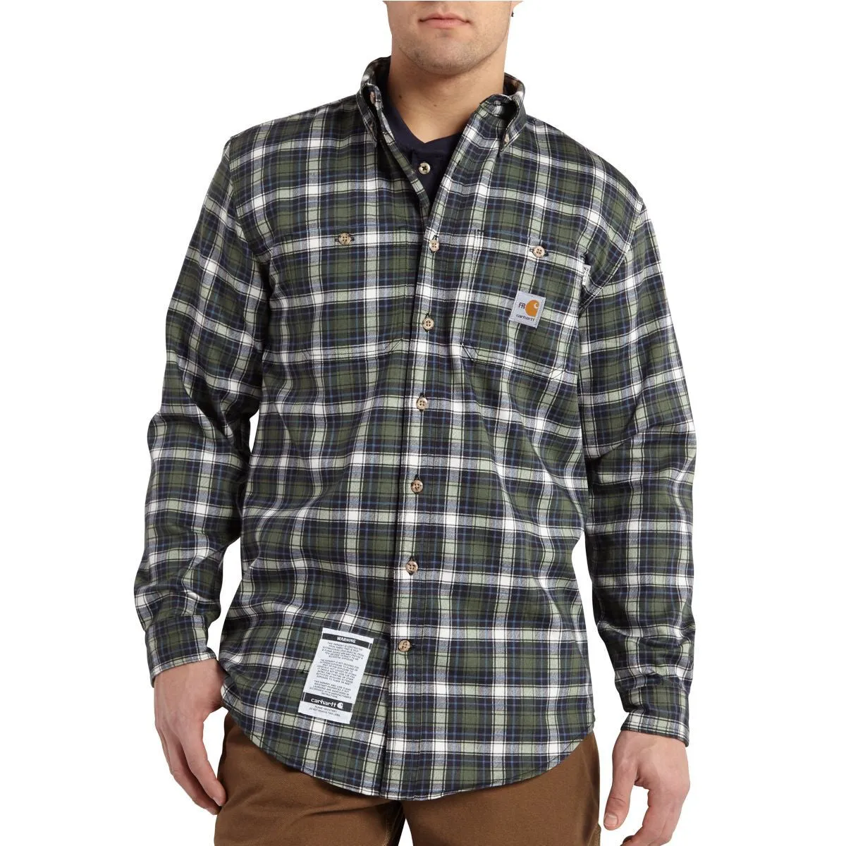 Carhartt Men's Moss Flame-Resistant Classic Plaid Shirt
