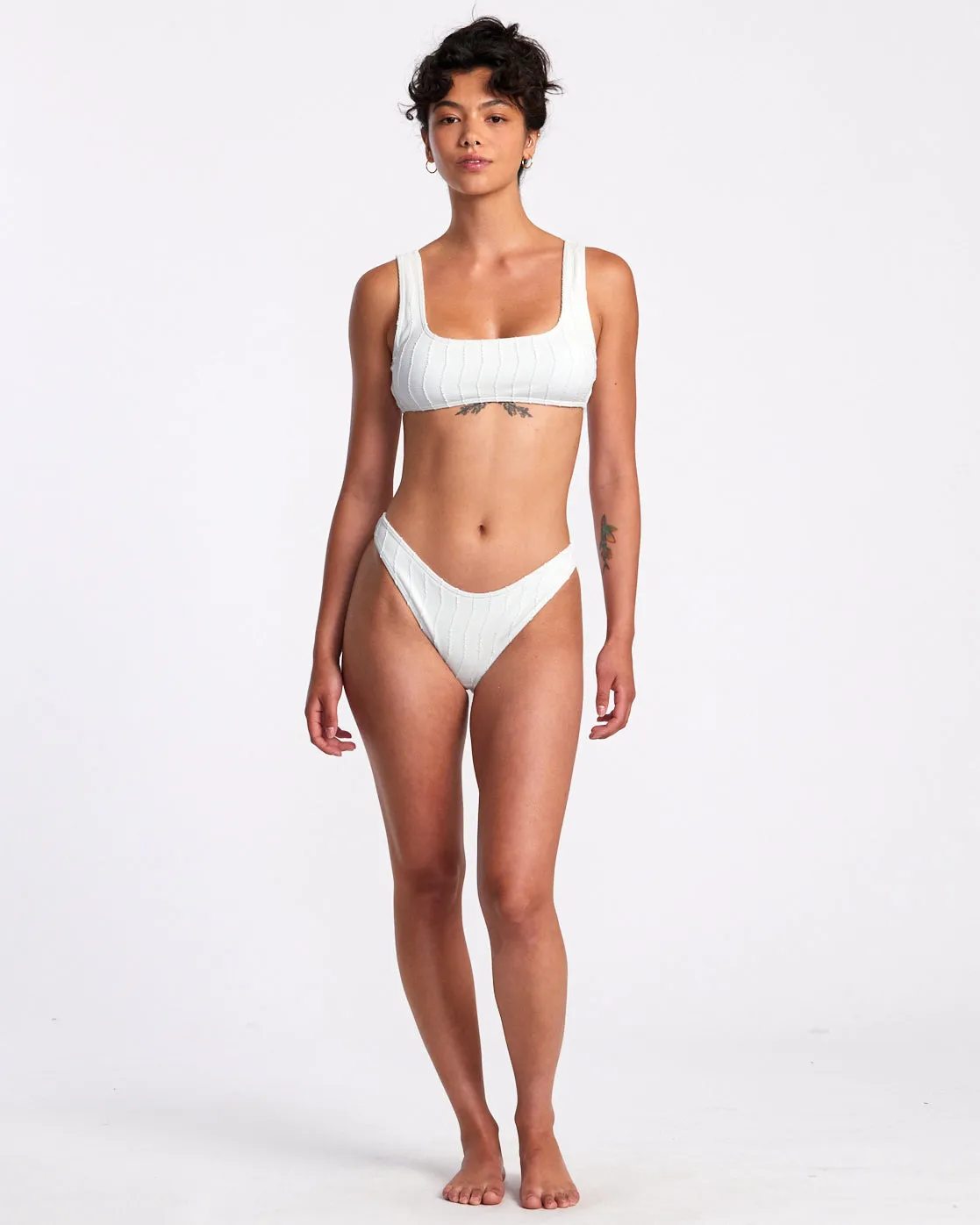 Chevy Grooves Laceback Bralette Bikini Top - Whisper White