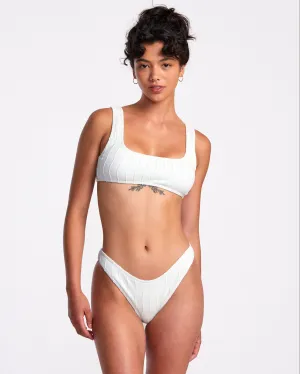 Chevy Grooves Laceback Bralette Bikini Top - Whisper White