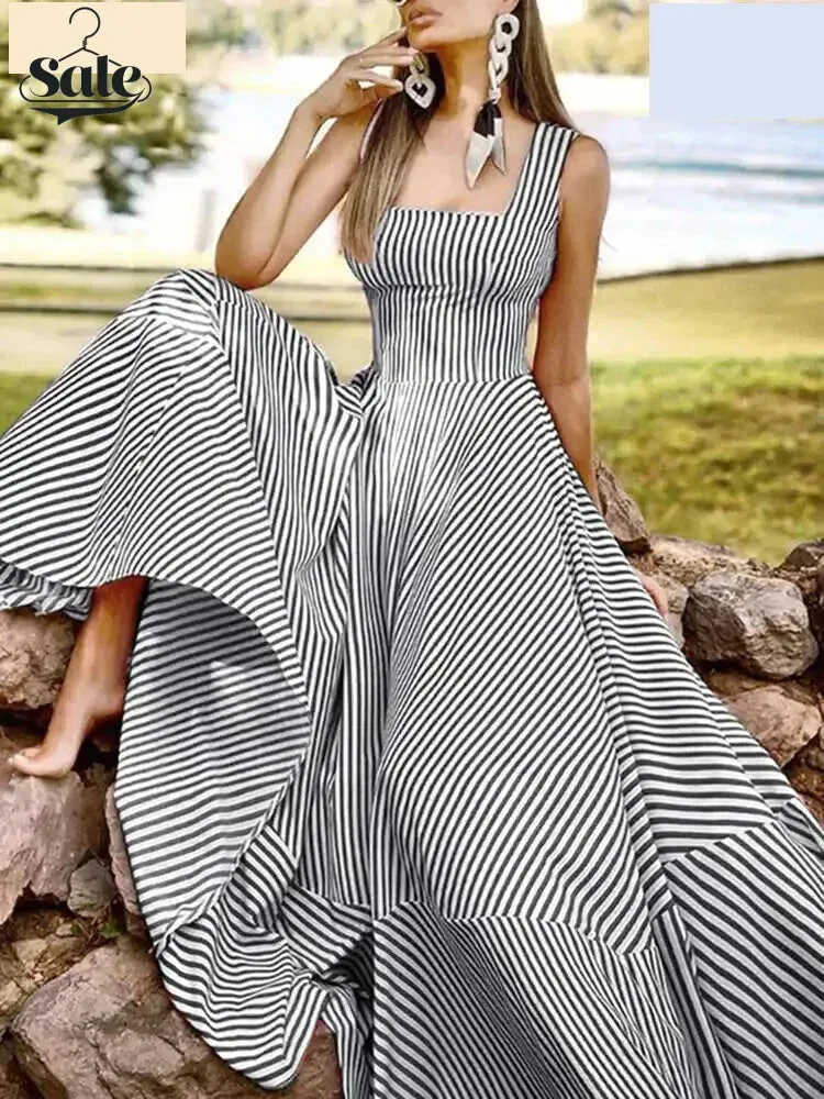 Cocktail Couture Striped A-Line Maxi Dress