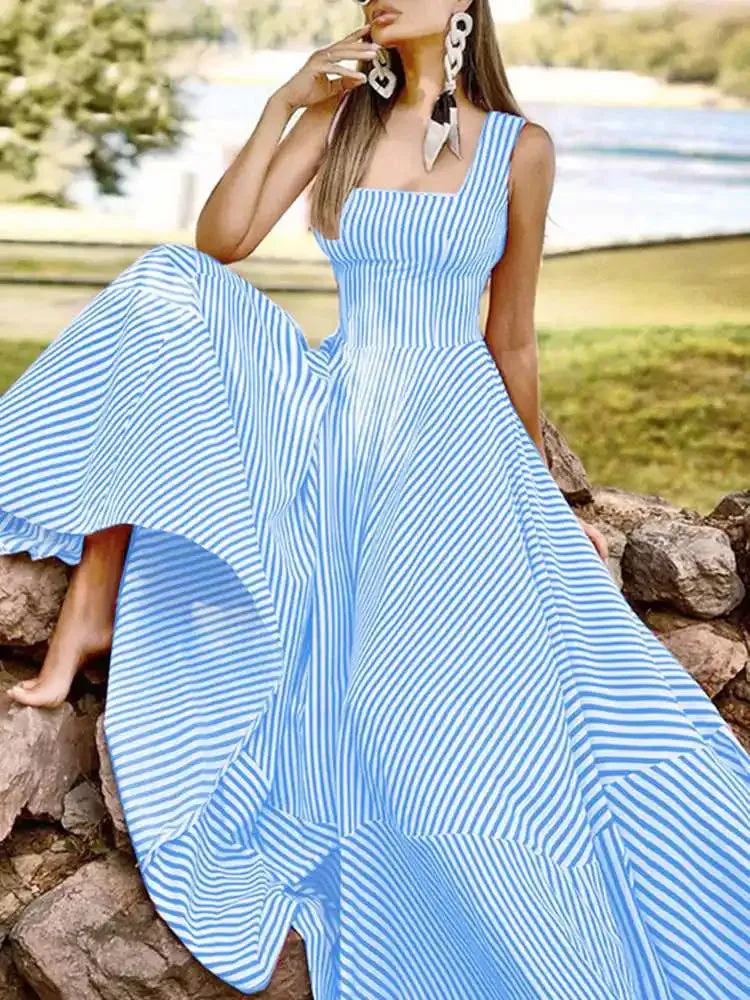 Cocktail Couture Striped A-Line Maxi Dress
