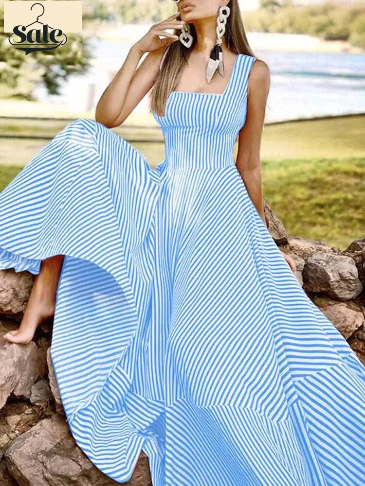 Cocktail Couture Striped A-Line Maxi Dress