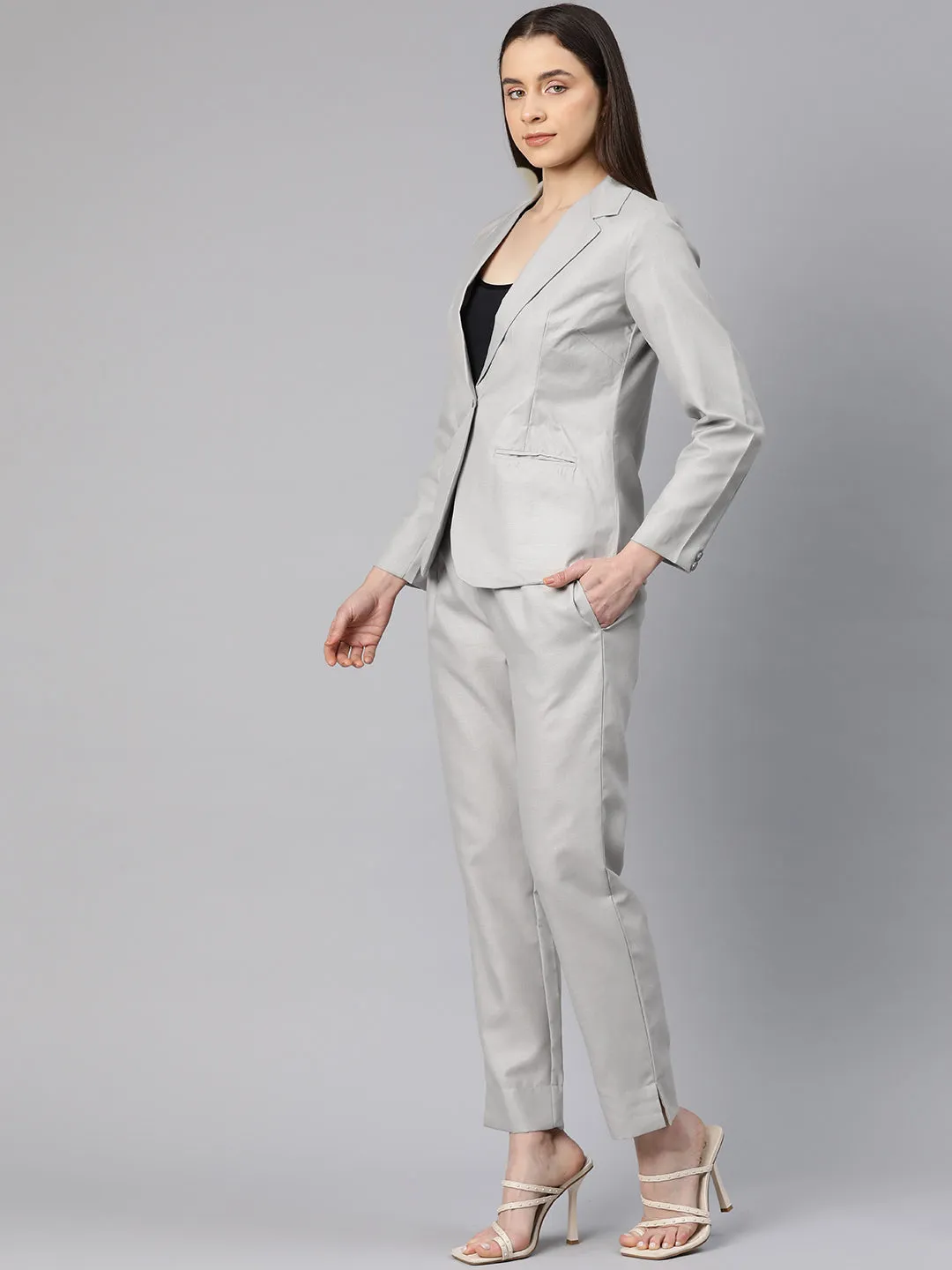 Cottinfab Women Single-Breasted Two-Piece Formal Suit