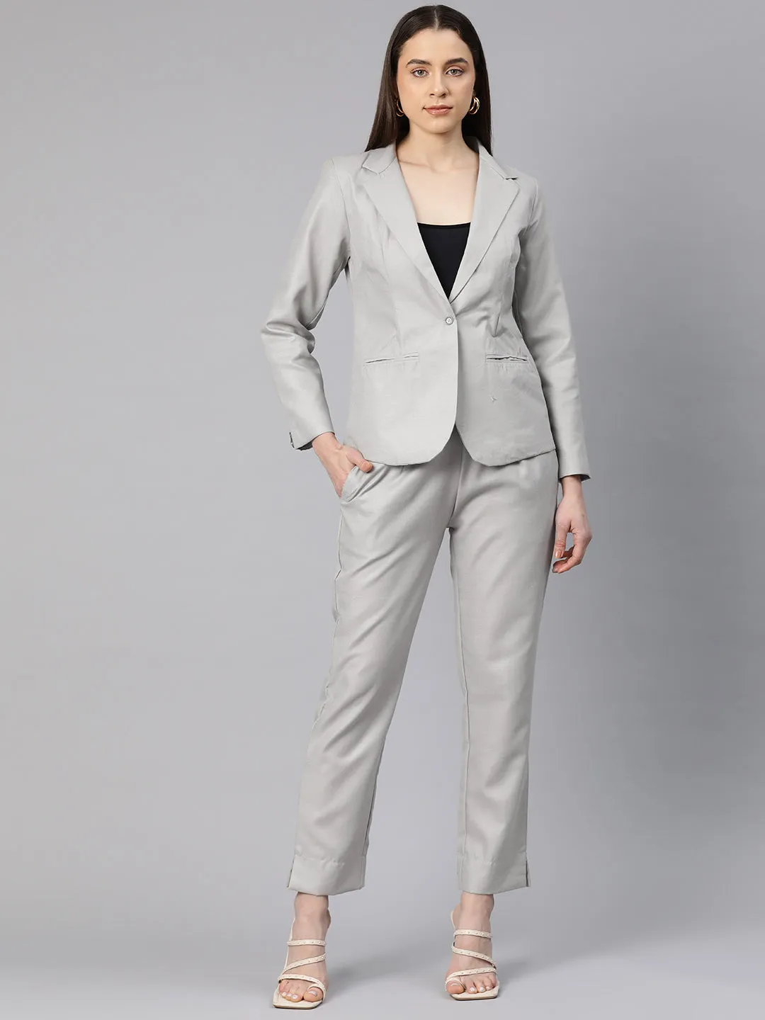 Cottinfab Women Single-Breasted Two-Piece Formal Suit