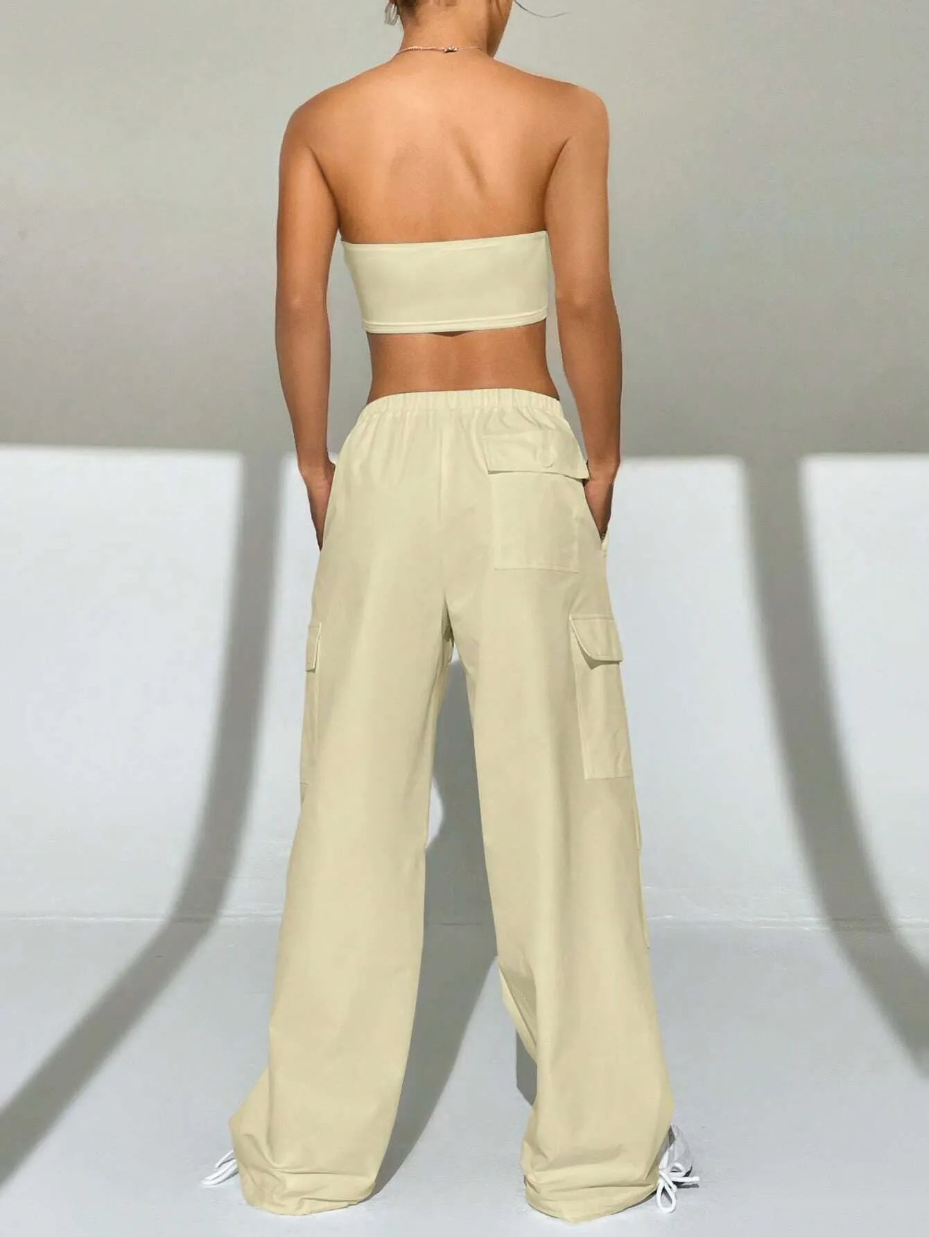 Crop Top With Waist Cargo Pants