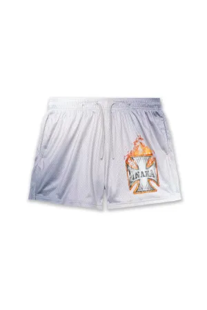 CROSS FLAME MESH SHORTS - CHROME