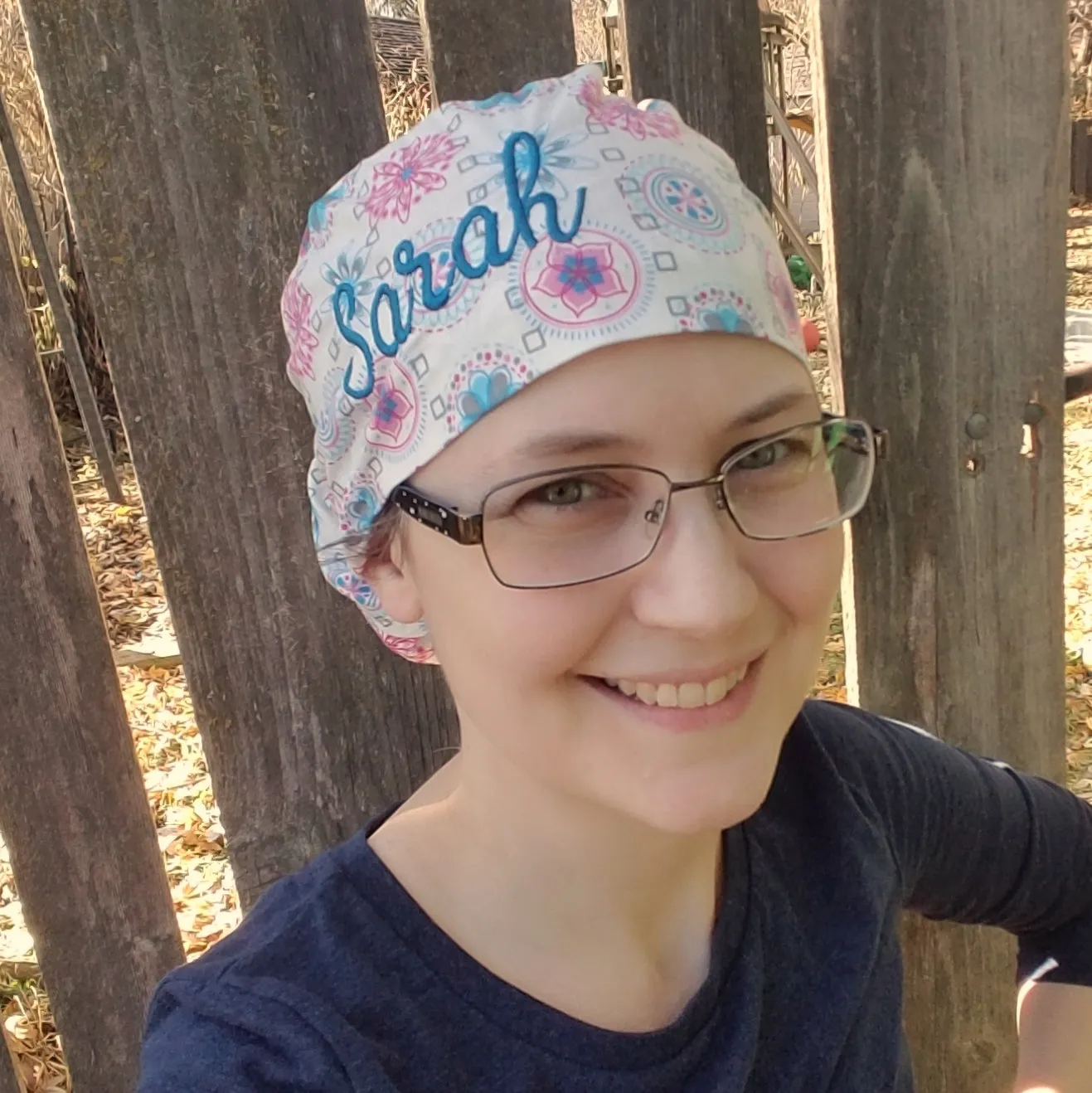 Custom Made Scrub Cap, Surgical Cap. Pixie/Ponytail Style. Covers long hair. Religious headcovering. Personalization Available.