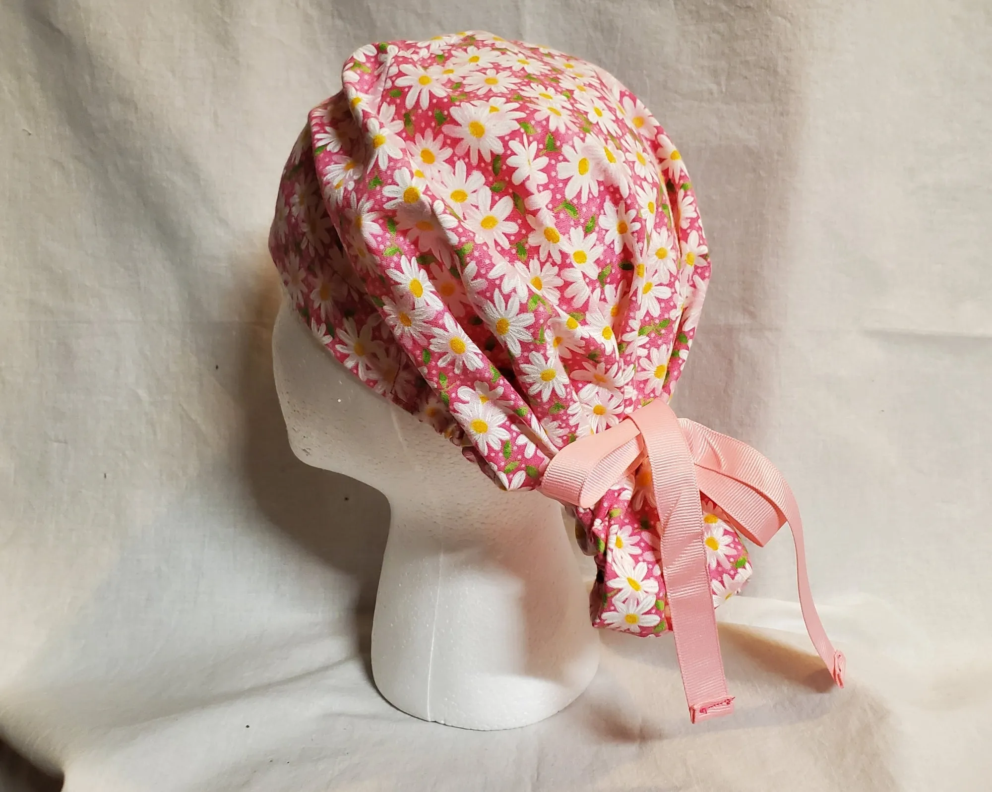 Custom Made Scrub Cap, Surgical Cap. Pixie/Ponytail Style. Covers long hair. Religious headcovering. Personalization Available.