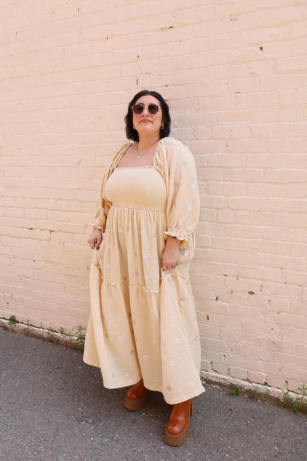 Dahlia Embroidered Maxi Dress - Buttercup
