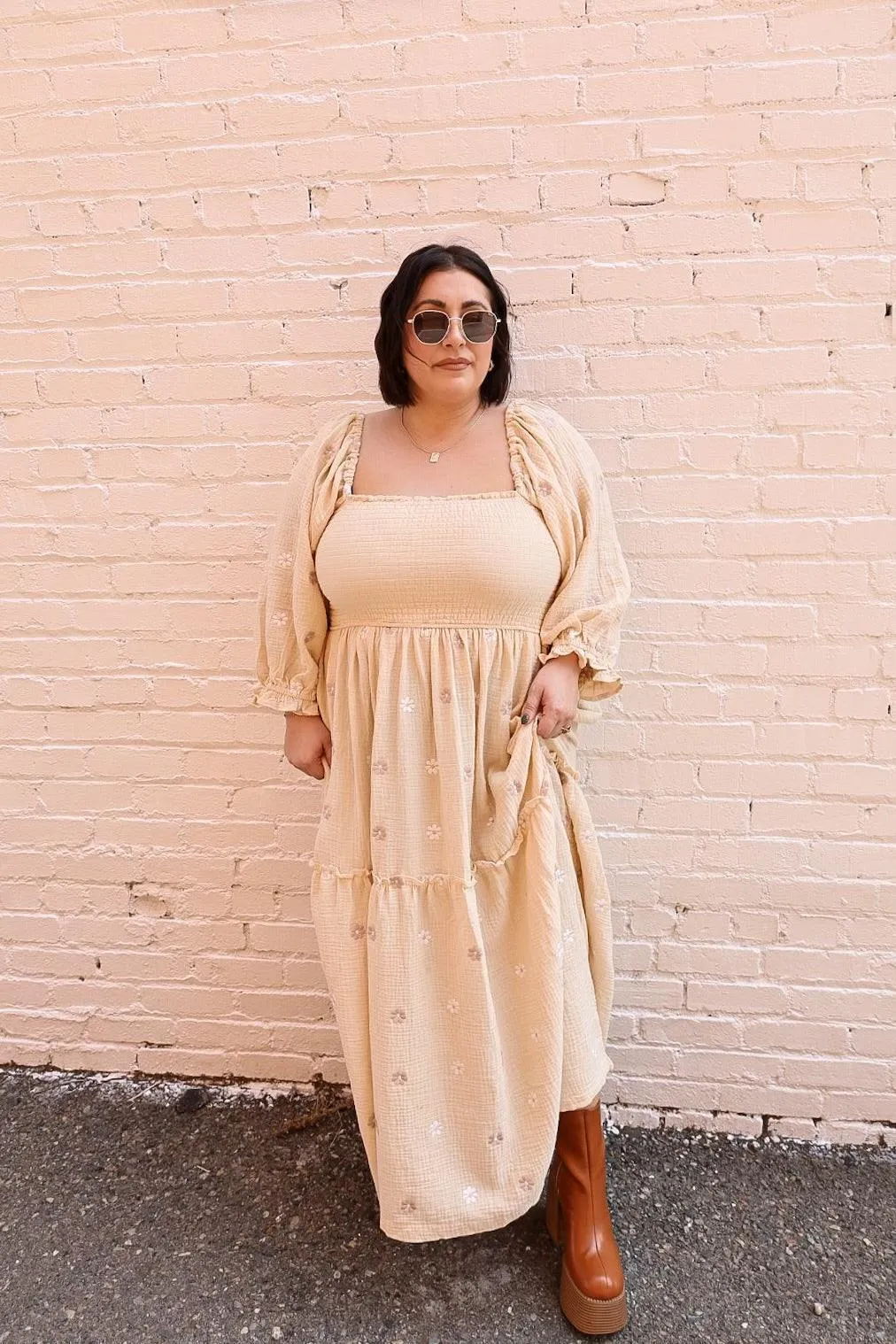 Dahlia Embroidered Maxi Dress - Buttercup