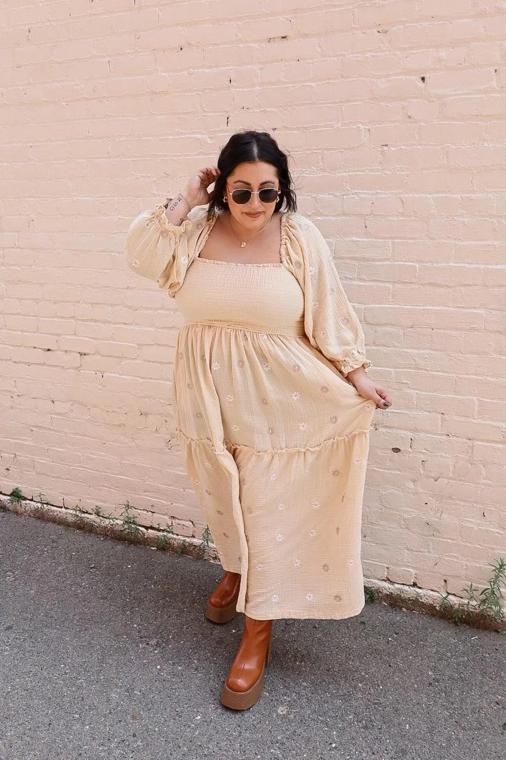 Dahlia Embroidered Maxi Dress - Buttercup