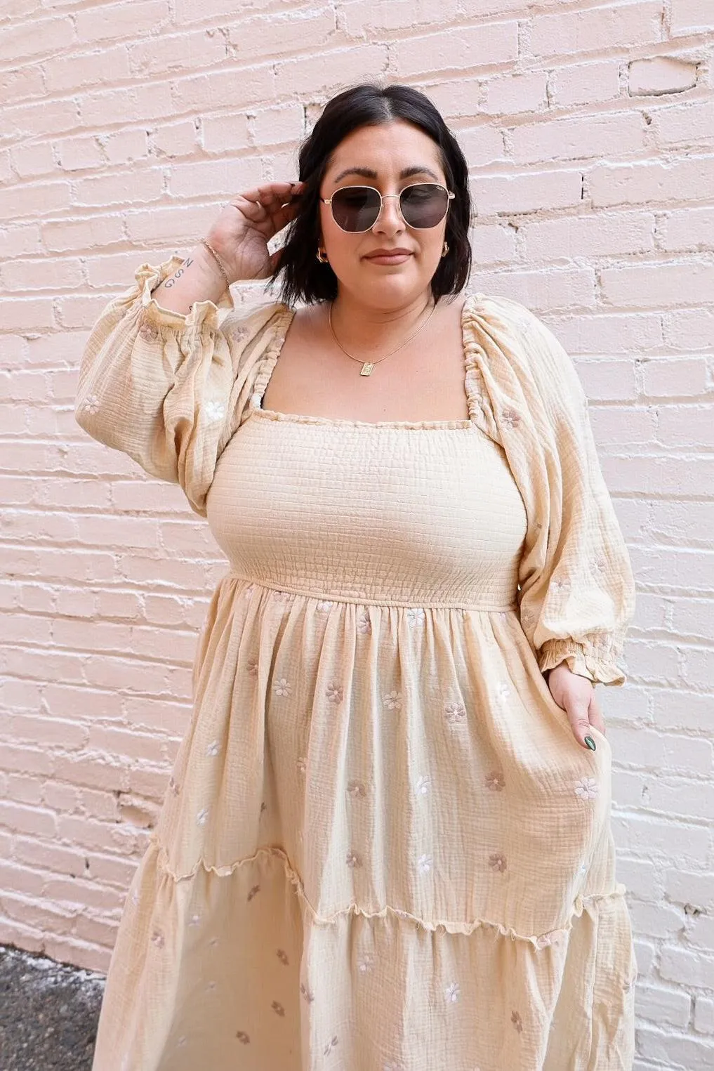 Dahlia Embroidered Maxi Dress - Buttercup
