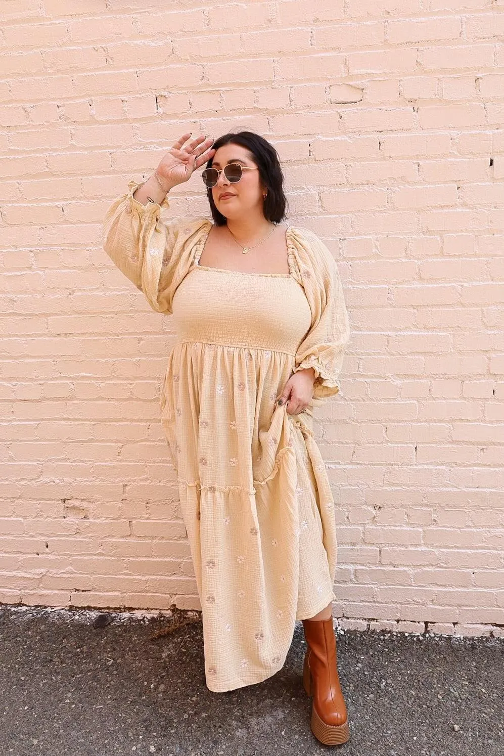 Dahlia Embroidered Maxi Dress - Buttercup