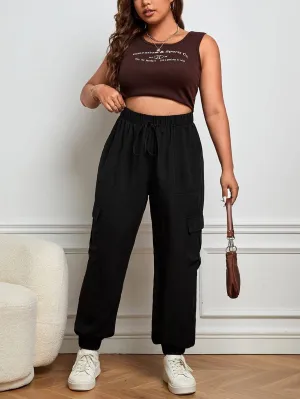 Drawstring Natural Fit Waist Cargo Pant