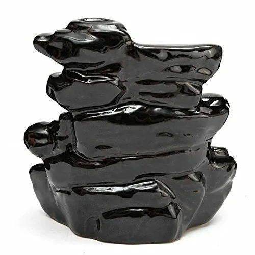 eCraftIndia Dropping Fountain Design Smoke Backflow Cone Decorative Incense Holder (7 cm x 7 cm x 12, Black)