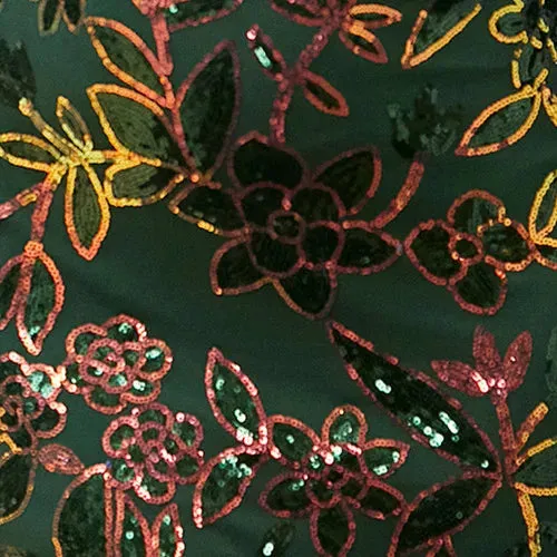 Elegant Green Mermaid Party Dress with Sequined Flower Pattern and Long Sleeves - Perfect for Weddings, Proms, and Formal Events