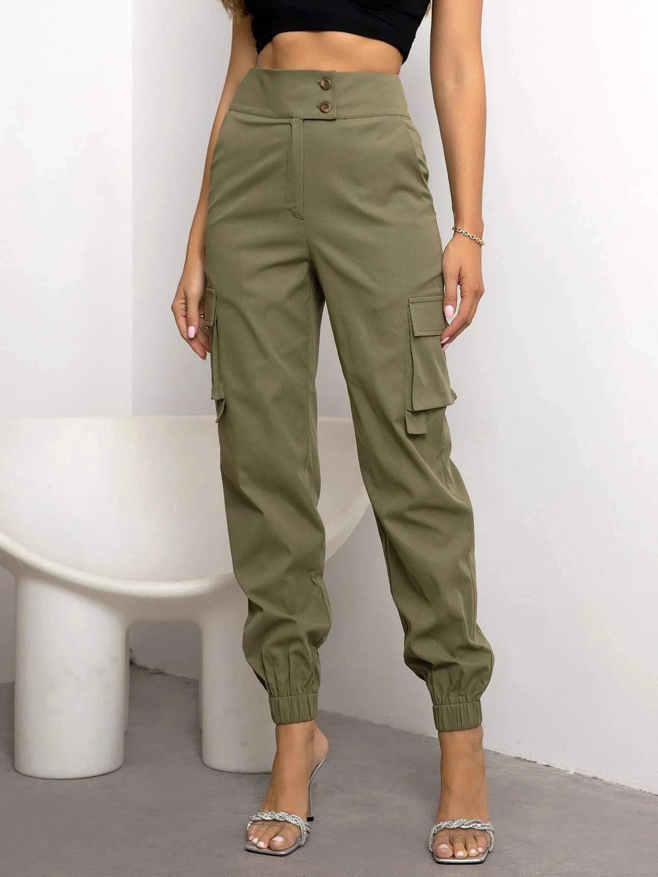 Flap Casual Side Pocket Cargo Pants