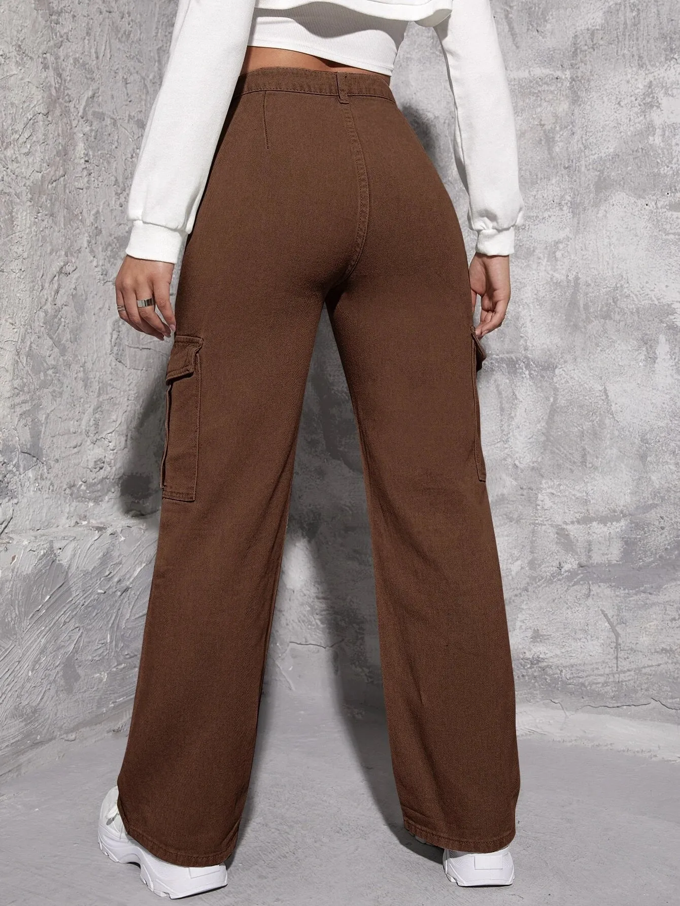 Flap Pocket Denim Cargo Jeans