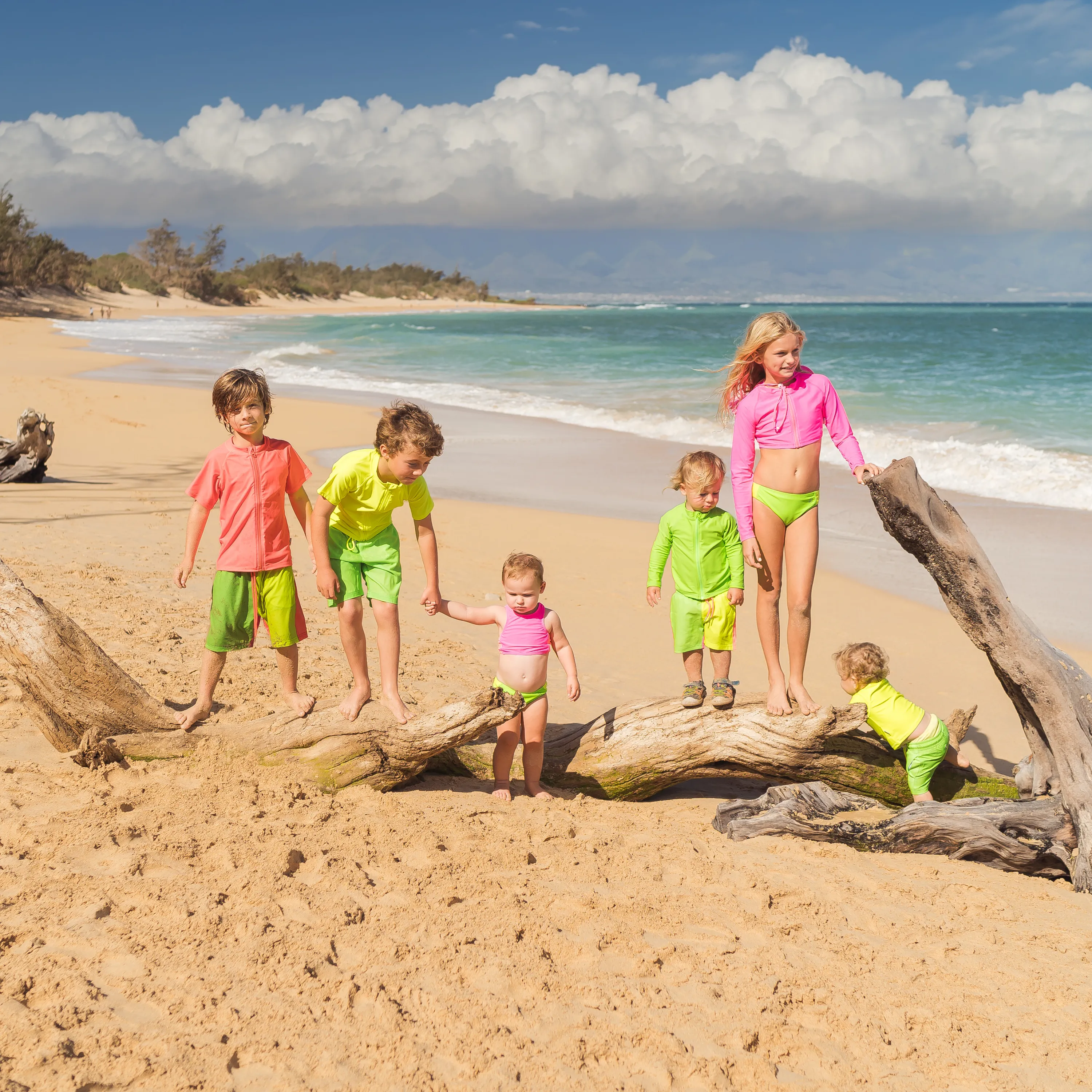 Girls Long Sleeve Crop Rash Guard | "Neon Pink"