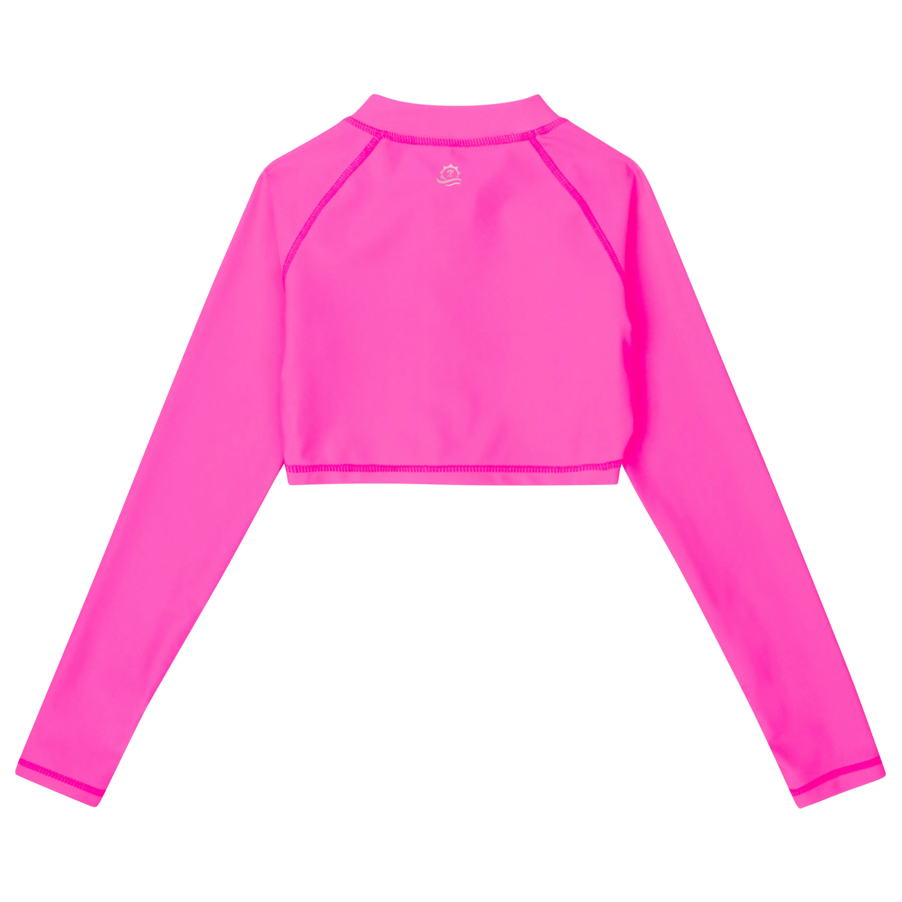 Girls Long Sleeve Crop Rash Guard | "Neon Pink"