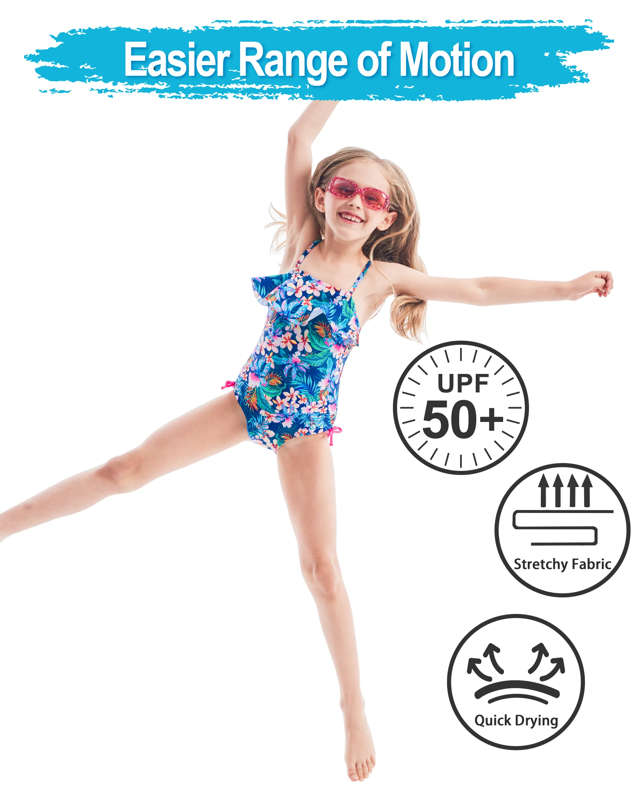 Girls One Piece Swimsuit Tropical Bathing Suit