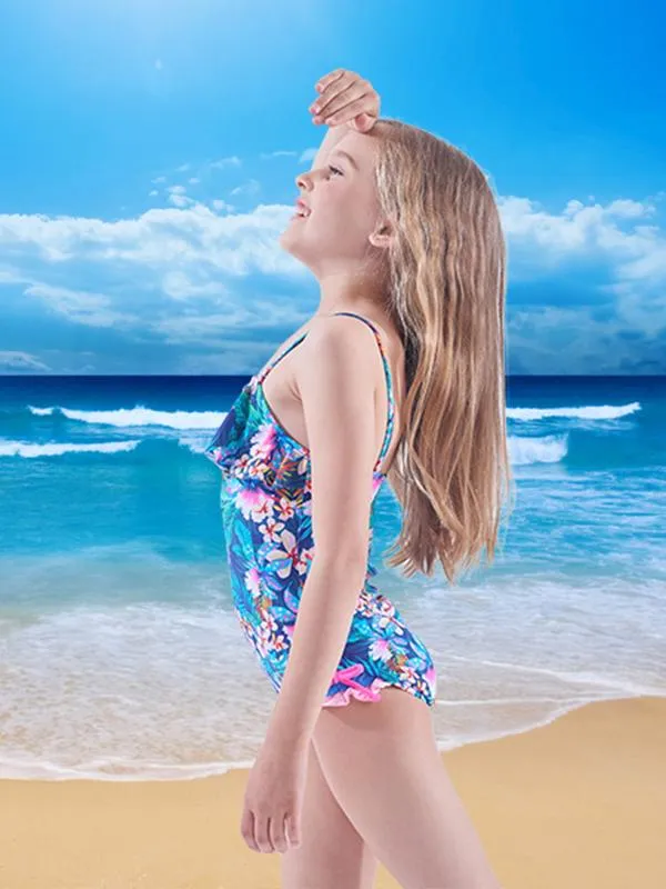 Girls One Piece Swimsuit Tropical Bathing Suit