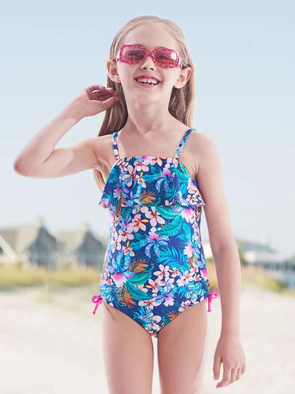Girls One Piece Swimsuit Tropical Bathing Suit