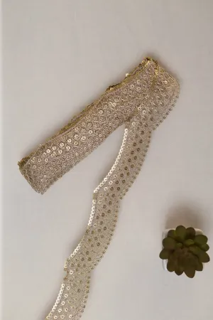 Gold Zari With Gold Sequins Embroidered Lace (9 Meters)