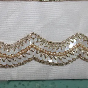 Golden & Silver Sequins Work Embellished Handwork Trim (Wholesale)