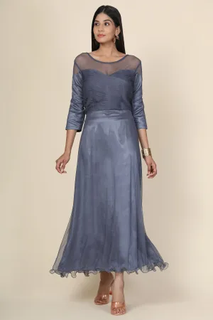 Grey Pleat Draped Gown