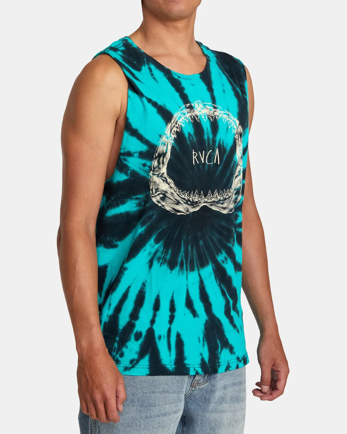 Horton Teeth Tank Top - Black/Green Tie Dye