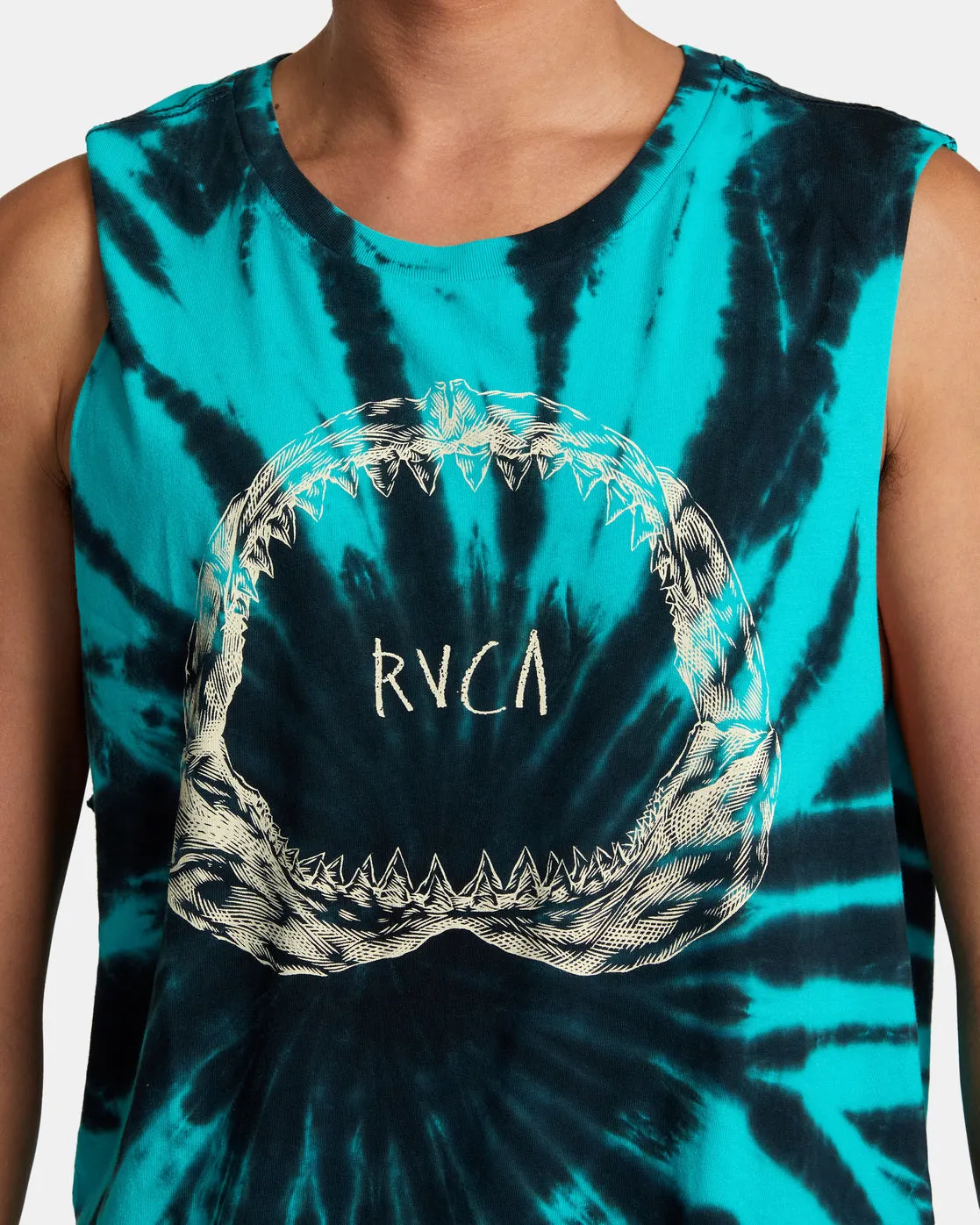 Horton Teeth Tank Top - Black/Green Tie Dye