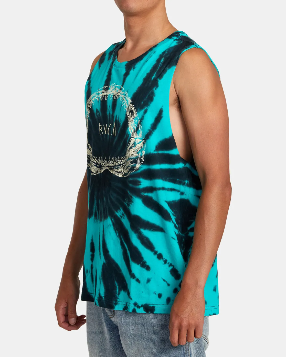 Horton Teeth Tank Top - Black/Green Tie Dye