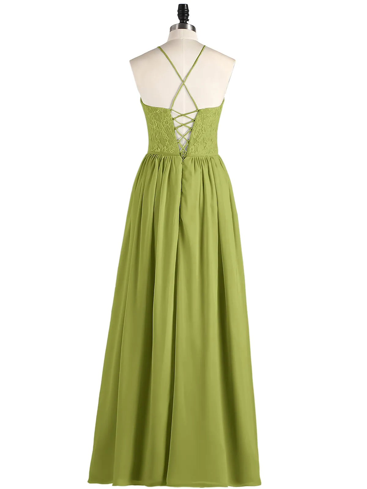 Illusion Neck Lace and Chiffon Maxi Gowns-Clover