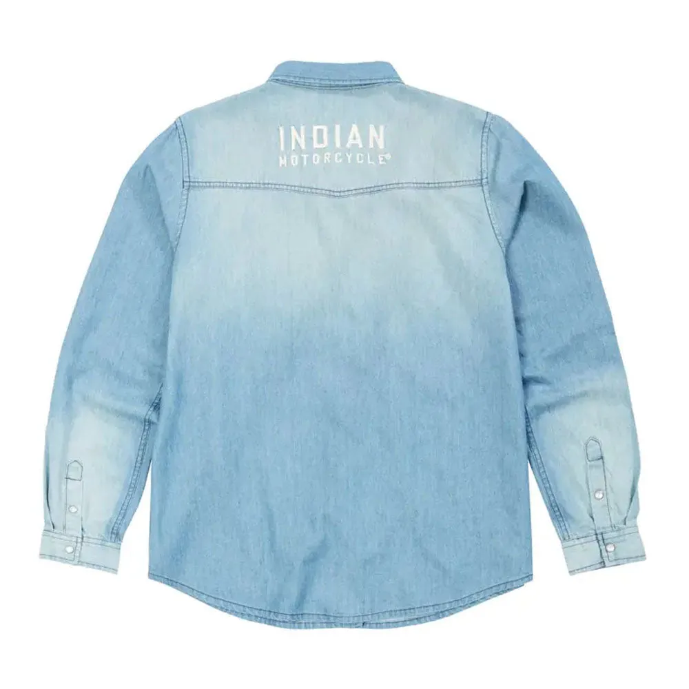 Indian Motorcycle  Womens Western Denim Shirt Durable Comfortable Cotton Blue