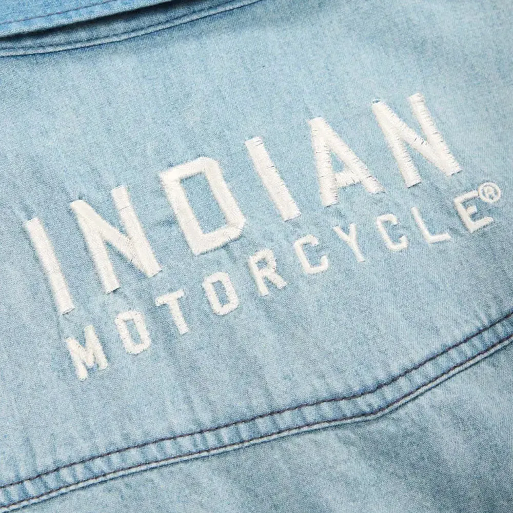 Indian Motorcycle  Womens Western Denim Shirt Durable Comfortable Cotton Blue