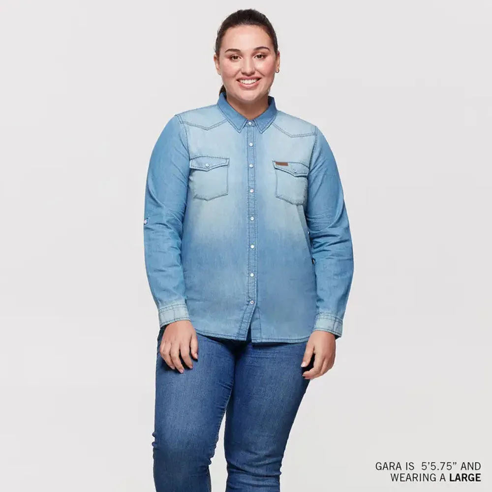 Indian Motorcycle  Womens Western Denim Shirt Durable Comfortable Cotton Blue