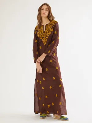 Indian silk embroidered kaftan