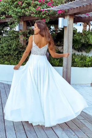 Ivory Maxi Dress With Embroidered Back and Button Detail