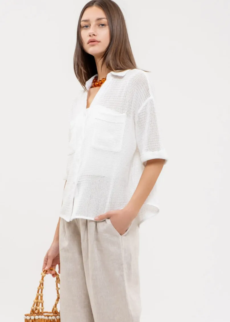 Jane, Short Sleeve, Mesh Camp Shirt