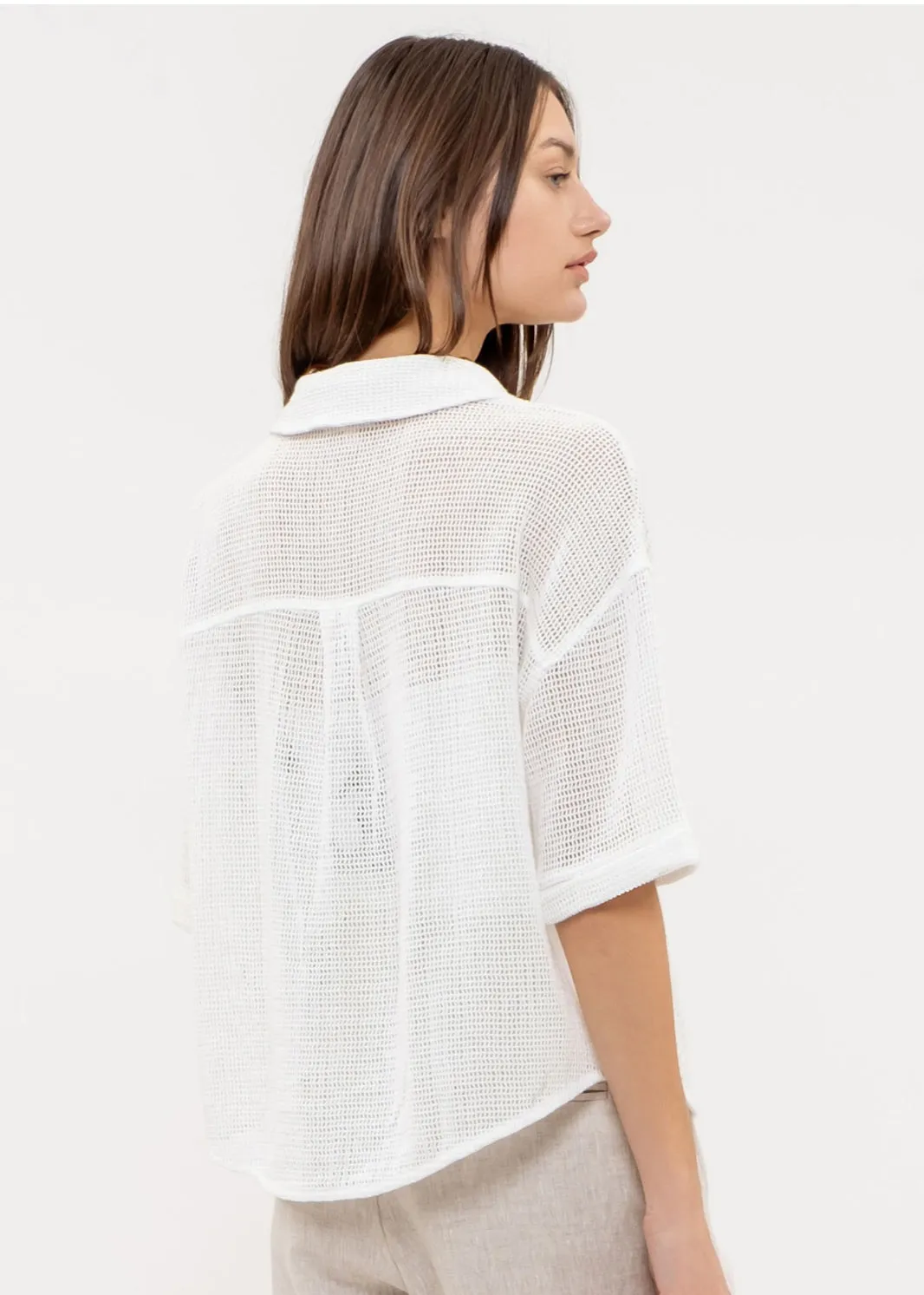 Jane, Short Sleeve, Mesh Camp Shirt