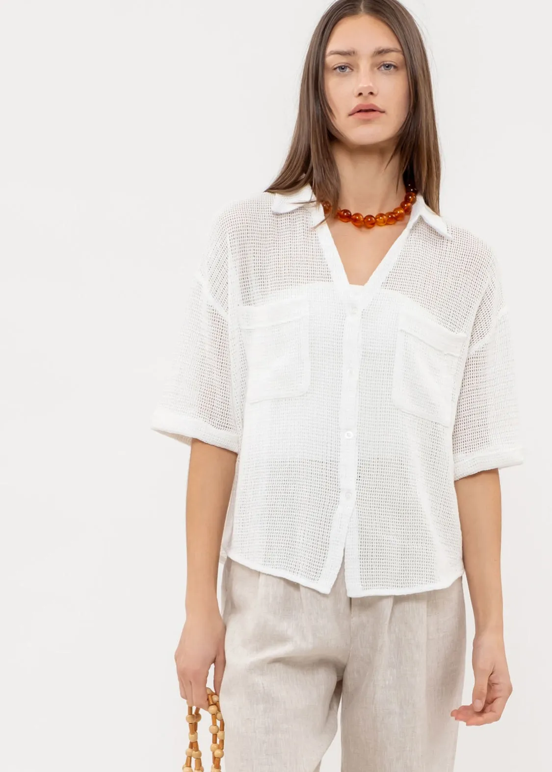 Jane, Short Sleeve, Mesh Camp Shirt